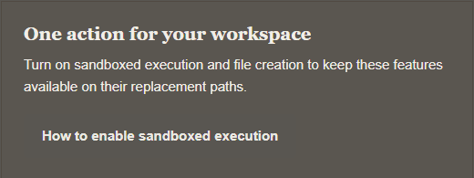 Close-up of the call to action in Outlook.com dark mode: the label sits on the panel as plain text