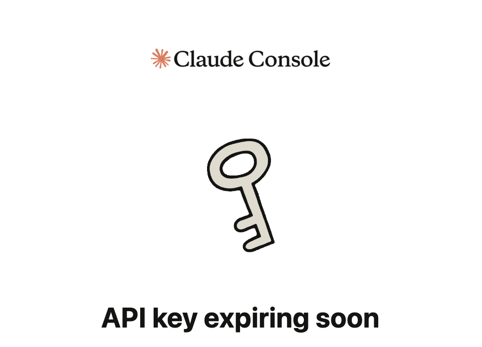 A transactional email warning that an API key is expiring soon